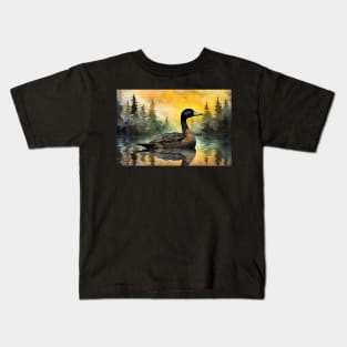 Misty boreal watercolor duck Kids T-Shirt